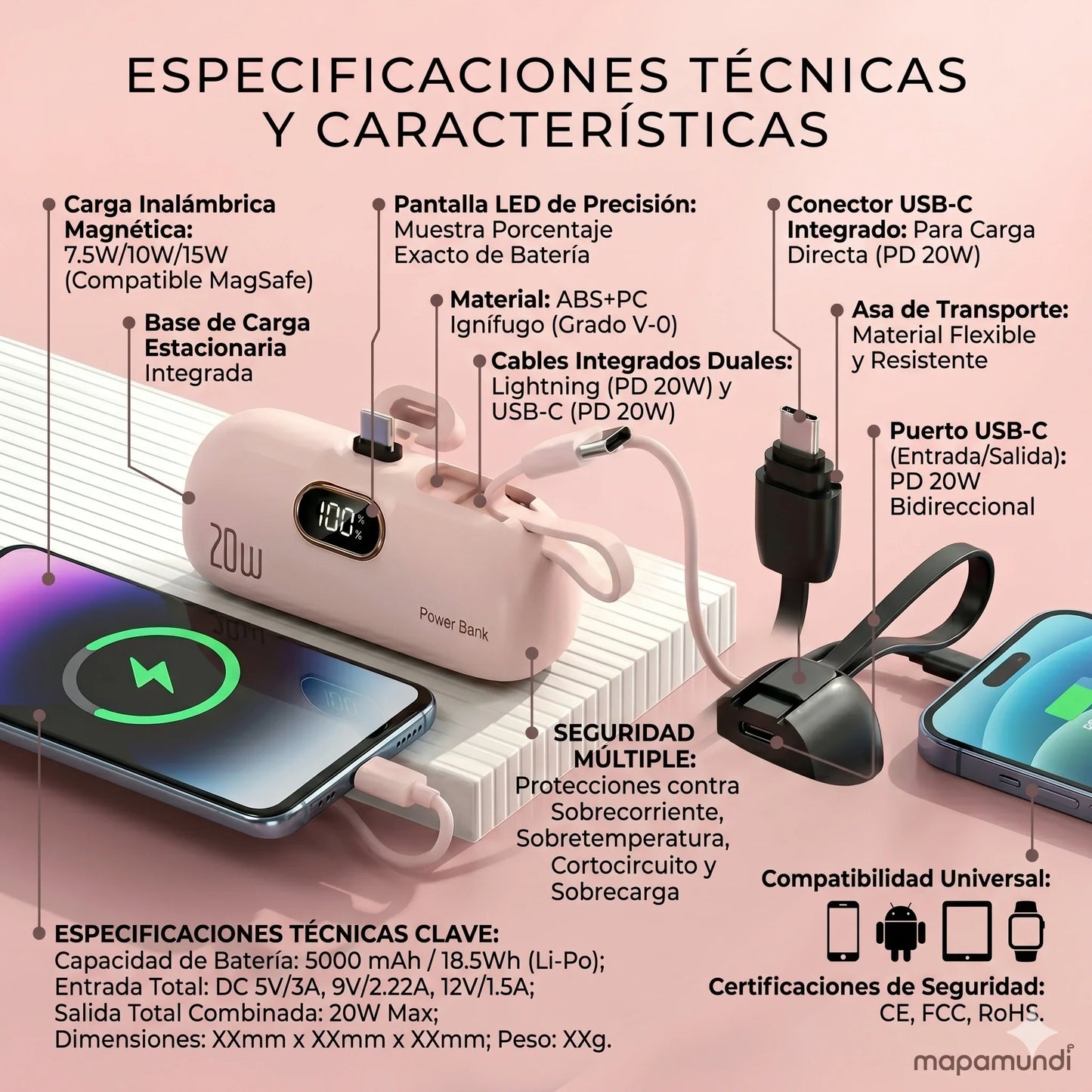 Power bank portátil de llavero 5000mAh🔋⚡Carga Rápida⚡