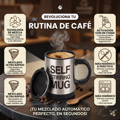 ¡Dile adiós a las cucharillas y a los grumos para siempre! ☕✨ Taza Mezcladora Automática