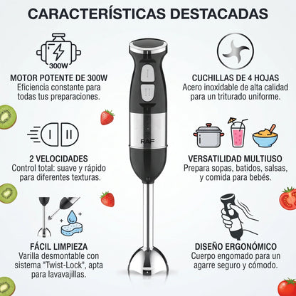 Batidora Inmersión De Mano Triturador Raf 2 Velocidades 300w