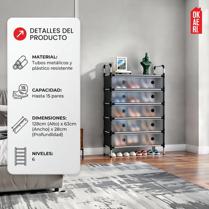 Zapatero Multifuncional 6 Niveles🏠✨