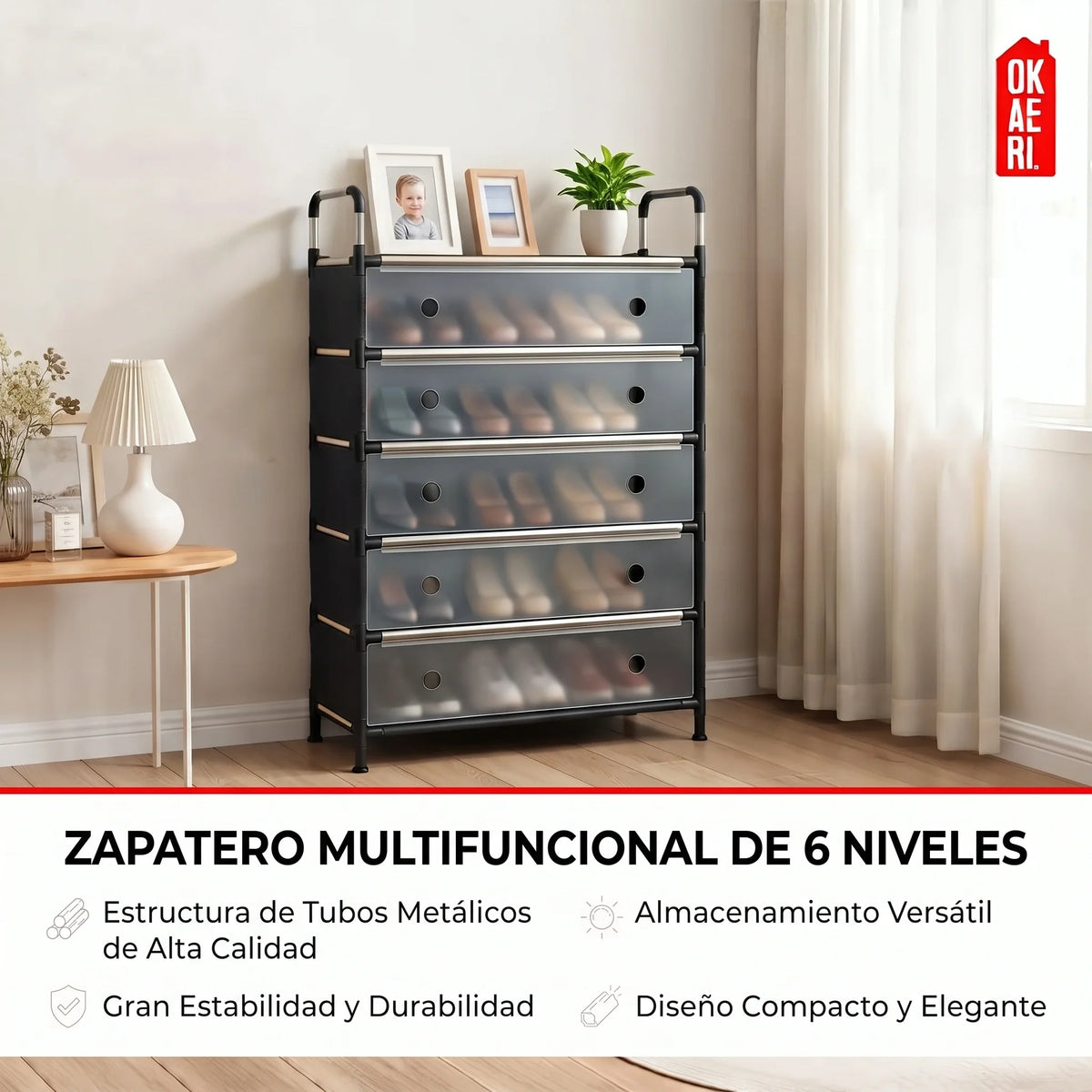 Zapatero Multifuncional 6 Niveles🏠✨