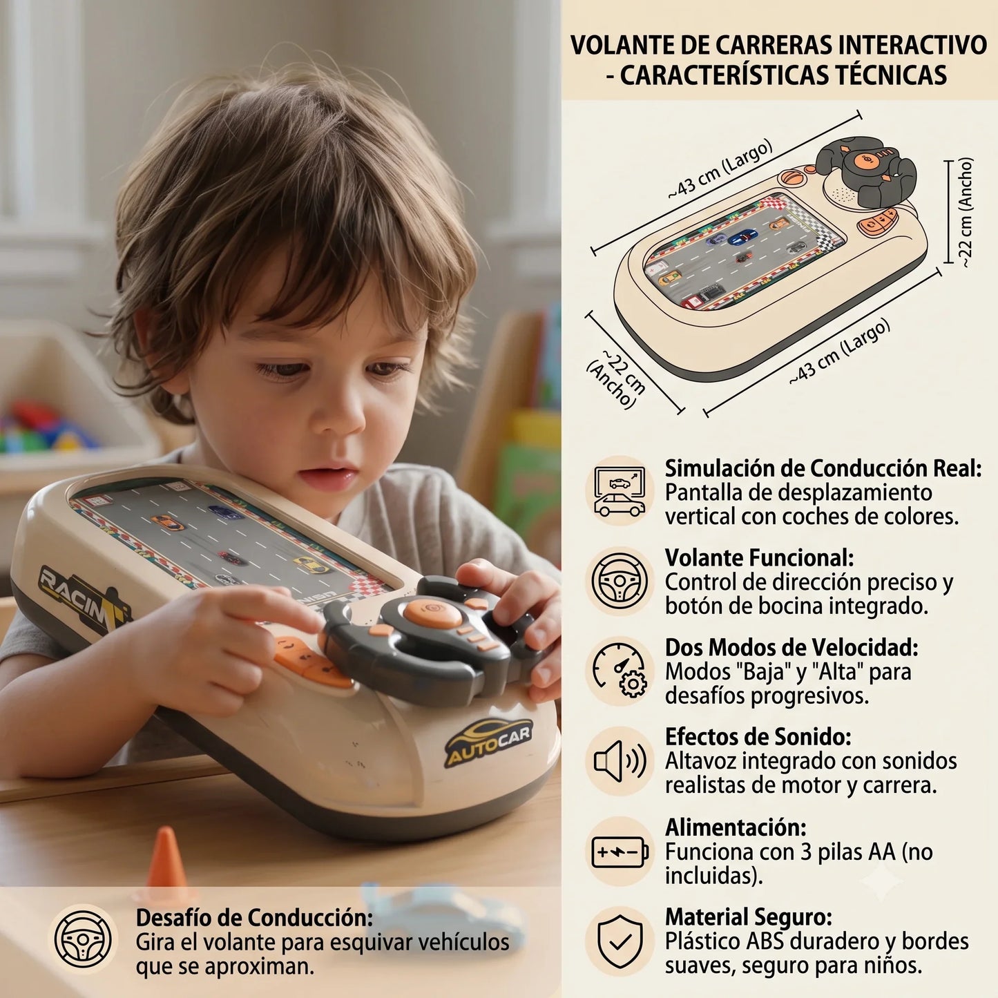 Juego De Carro Con Volante de Carreras🏁🏎️