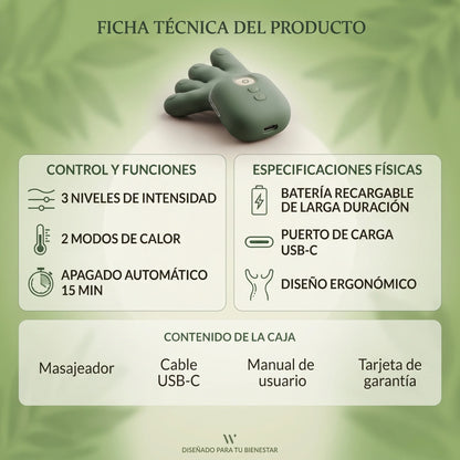 Terapia en Casa✨ Masajeador 5 dedos Elimina estrés y Tensión Muscular🖐️