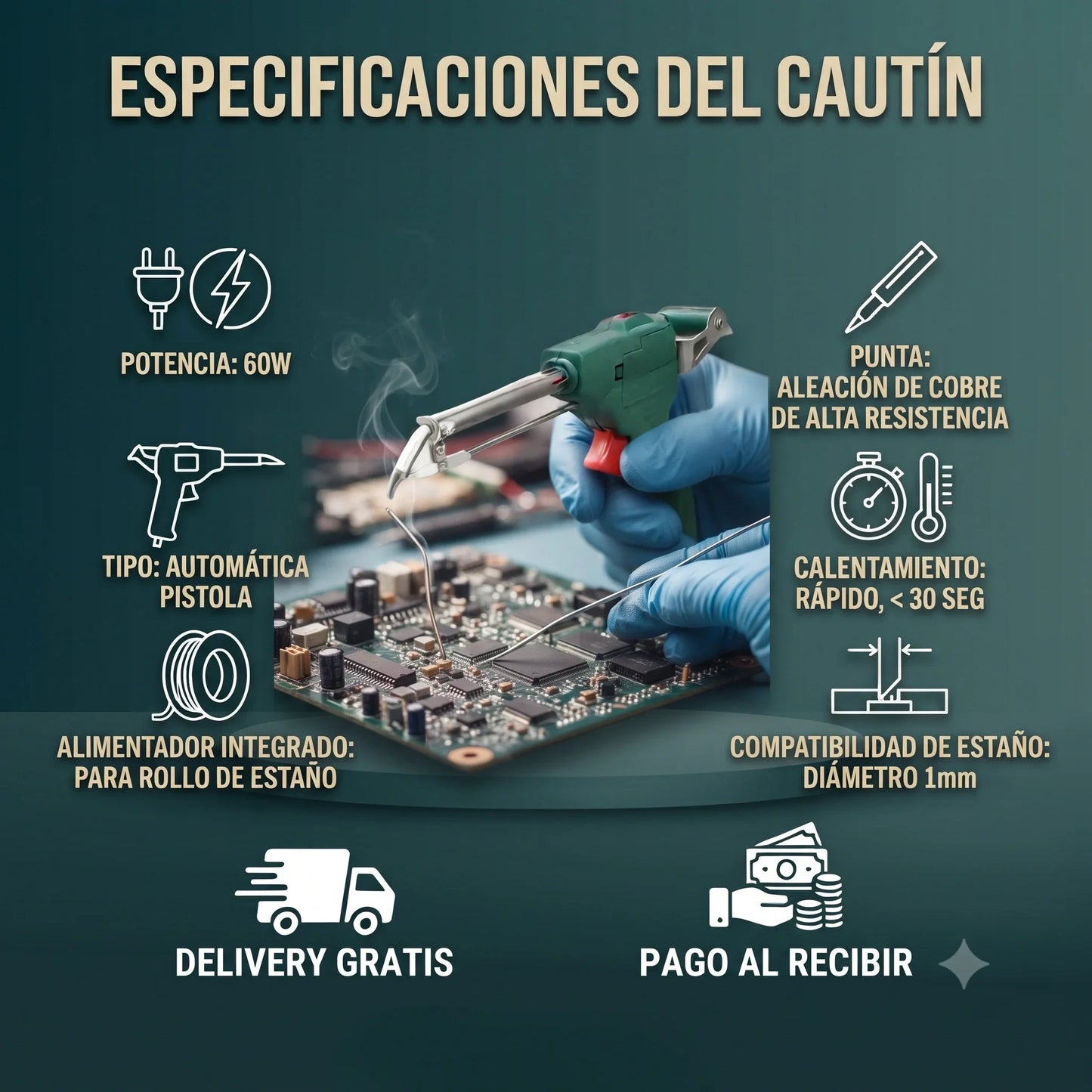Pistola de soldadura eléctrica ajustable Cautín⚡
