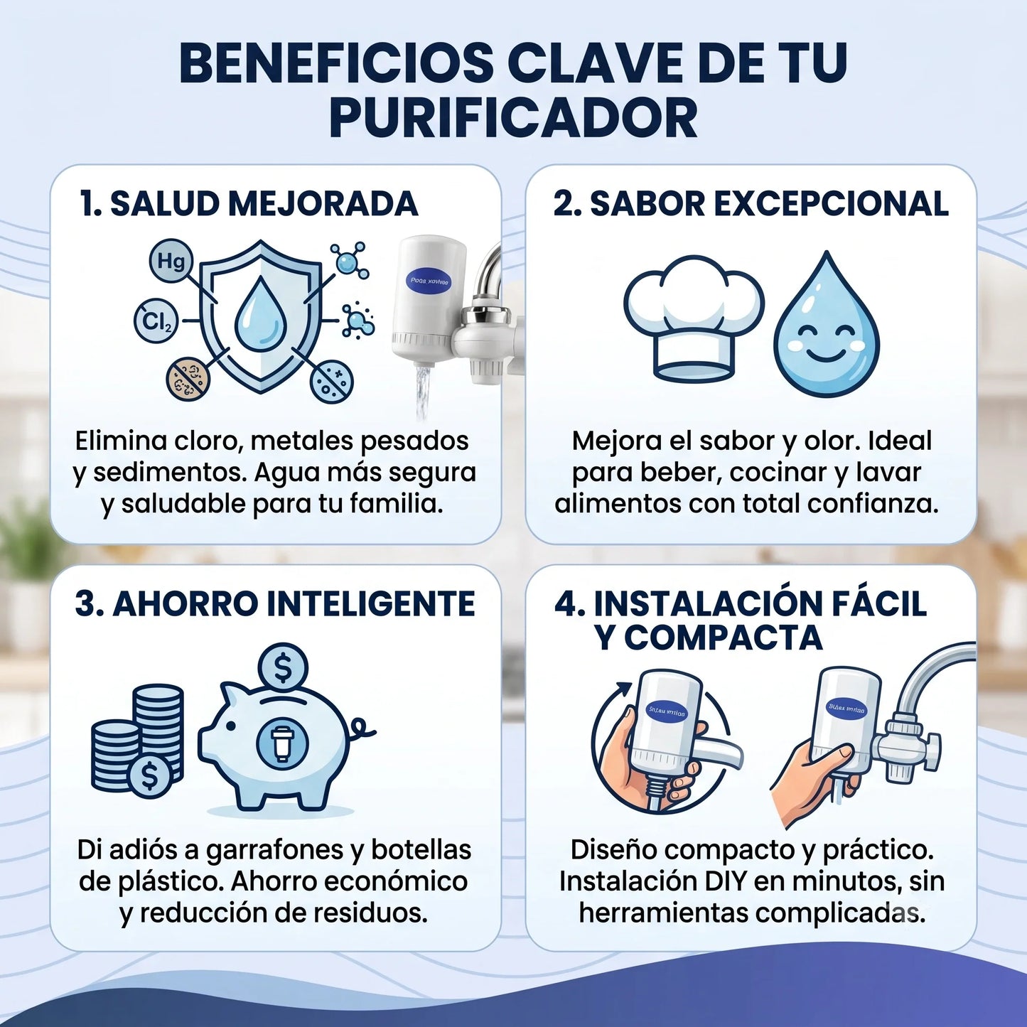 Filtro Purificador de Agua💧Agua Pura y Saludable desde el Chorro💧