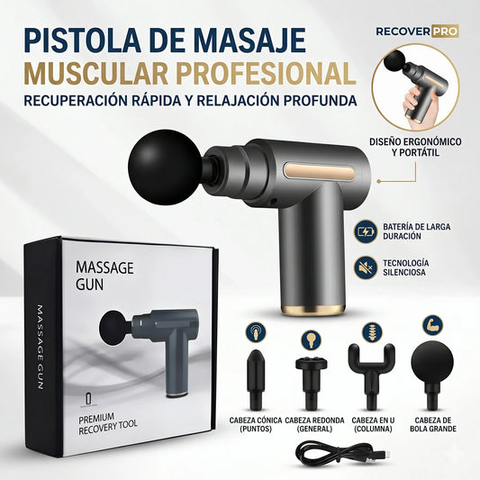 ¡Recupérate como un Profesional!🔥Pistola de Masajes Muscular RECOVER PRO🚀