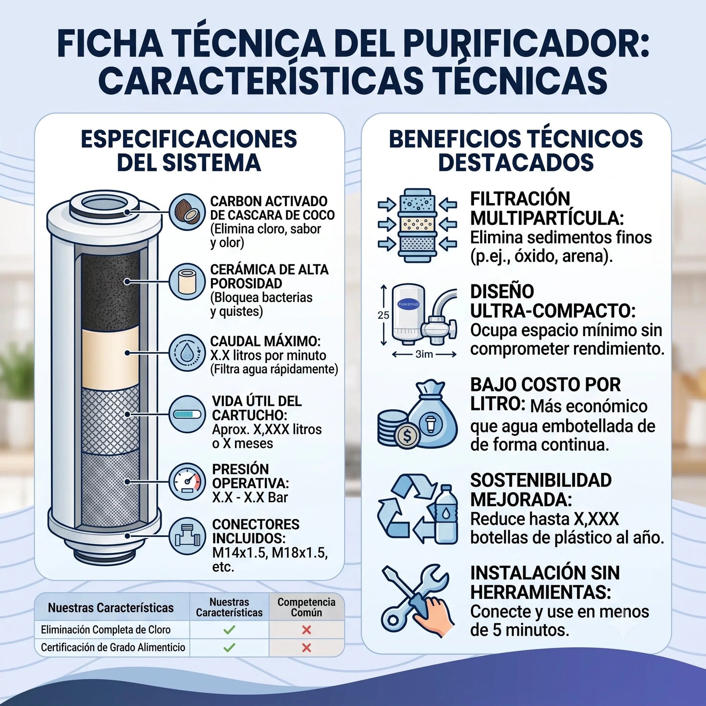 Filtro Purificador de Agua💧Agua Pura y Saludable desde el Chorro💧