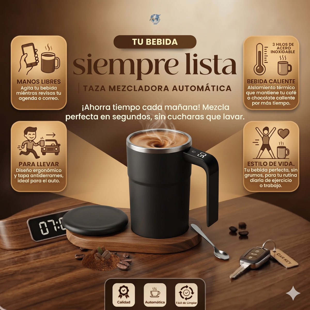 ¡Dile adiós a las cucharillas y a los grumos para siempre! ☕✨ Taza Mezcladora Recargable