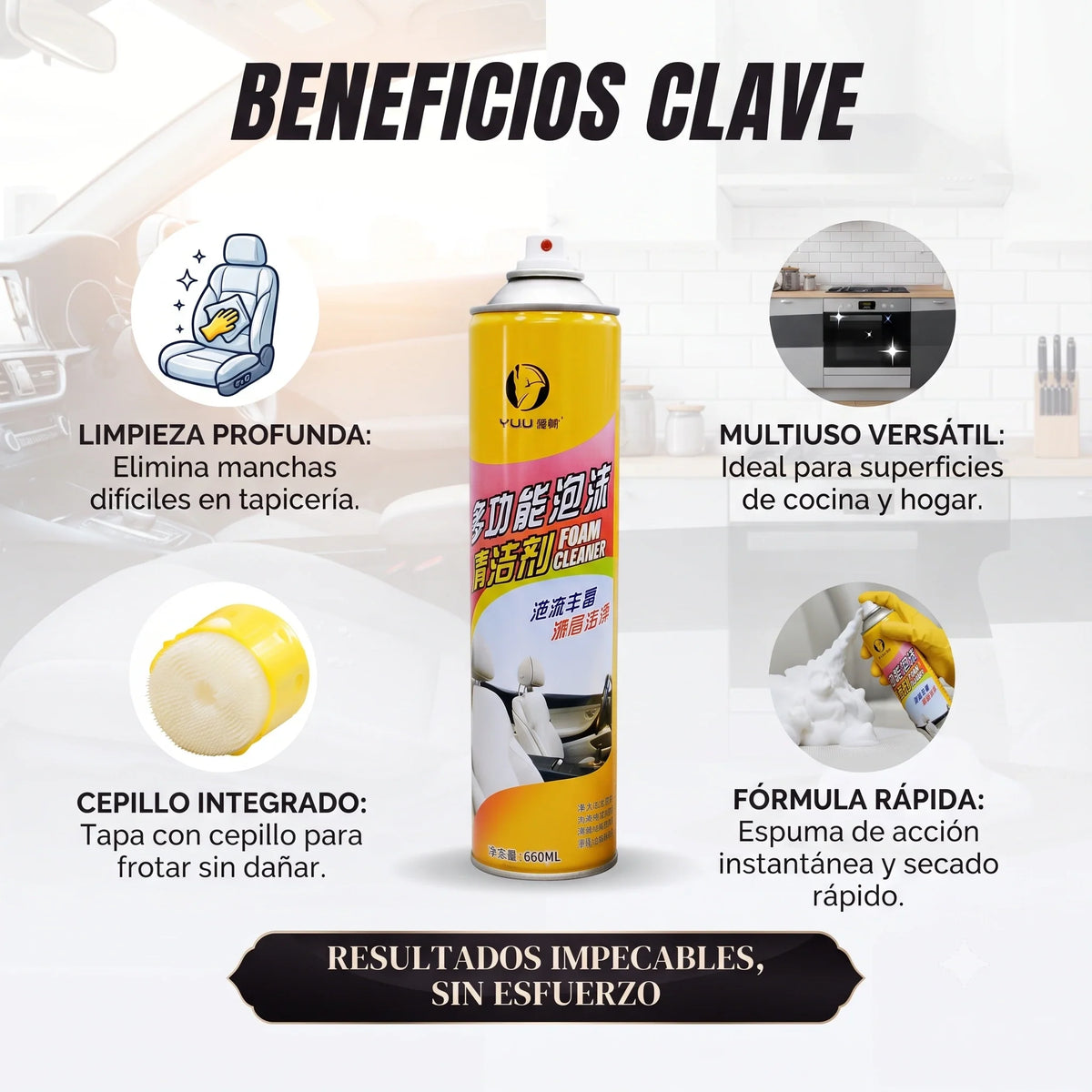 Spray Espuma Multiuso 650ml-libre de tóxicos🍃♻️ + Cepillo