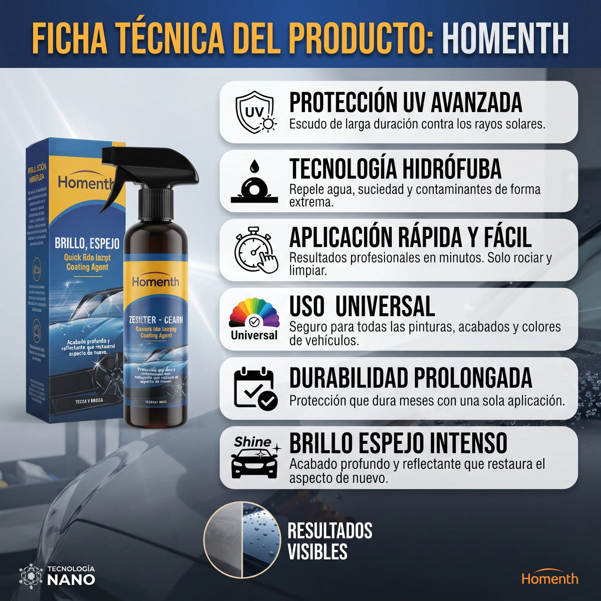 Spray Cerámico Quita Mancha Pulitura  Nano-Tecnología🛡️ 120ml