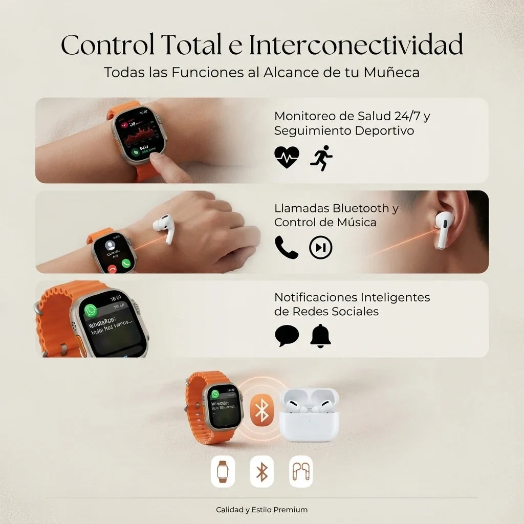 Reloj Ultra Táctil Inteligente + Auriculares⌚🎧