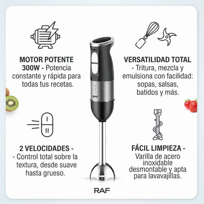 Batidora Inmersión De Mano Triturador Raf 2 Velocidades 300w