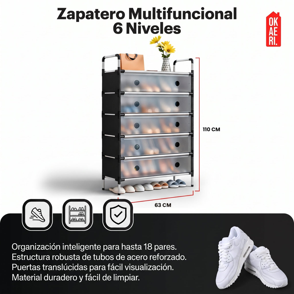 Zapatero Multifuncional 6 Niveles🏠✨