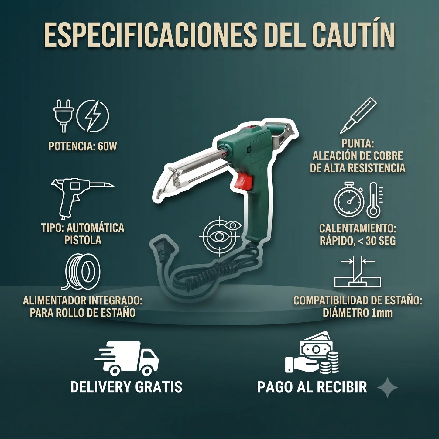 Pistola de soldadura eléctrica ajustable Cautín⚡