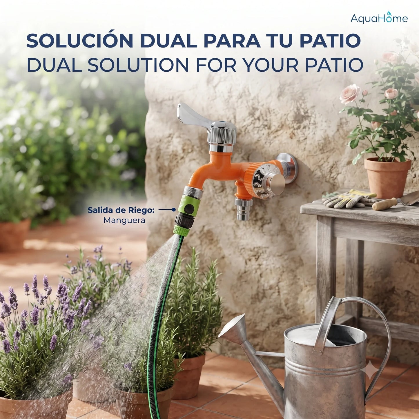 Grifo con Doble Salida Independiente💧🌿